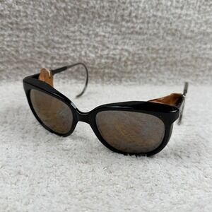 Vintage Bolle Glacier Sunglasses Black Leather Side Shields France Mountain Case
